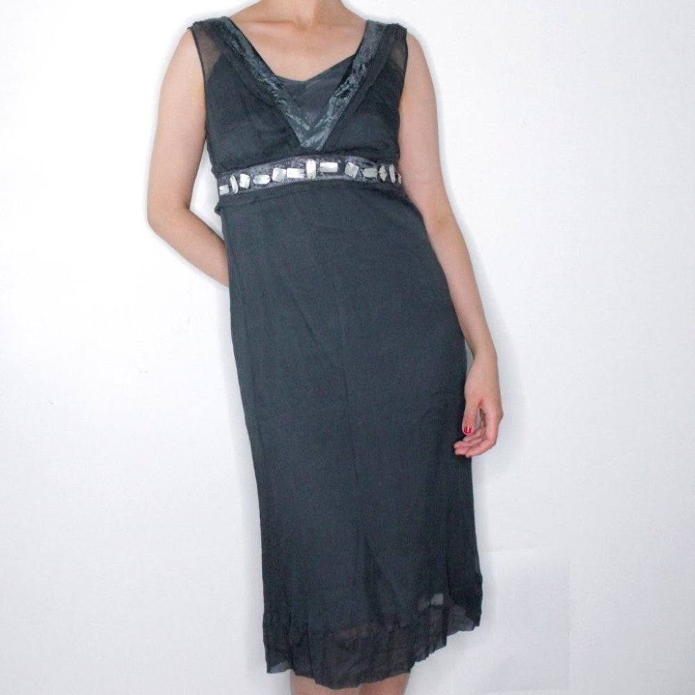 Part Two Denmark Two in One Elegant Sleeveless Silk Grey Midi Dress Size EU 38